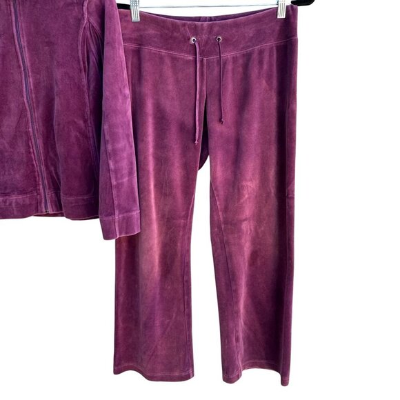 Norsport Vintage 90s Womens Purple Velour Tracksuit Set Jacket & Pants Petite M - Picture 9 of 12